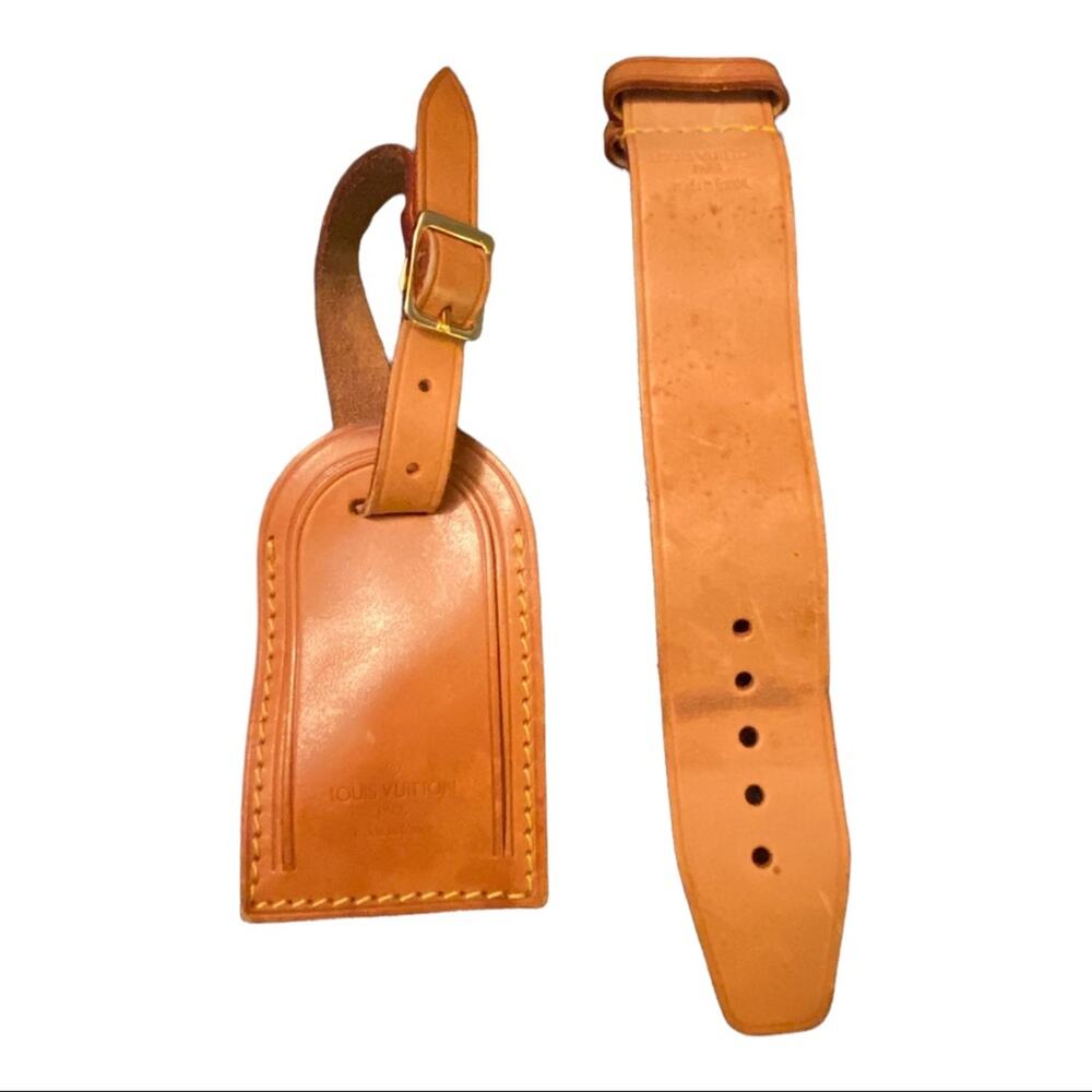 Louis Vuitton Leather Travel Name Tag Poignet Set AUTHENTIC